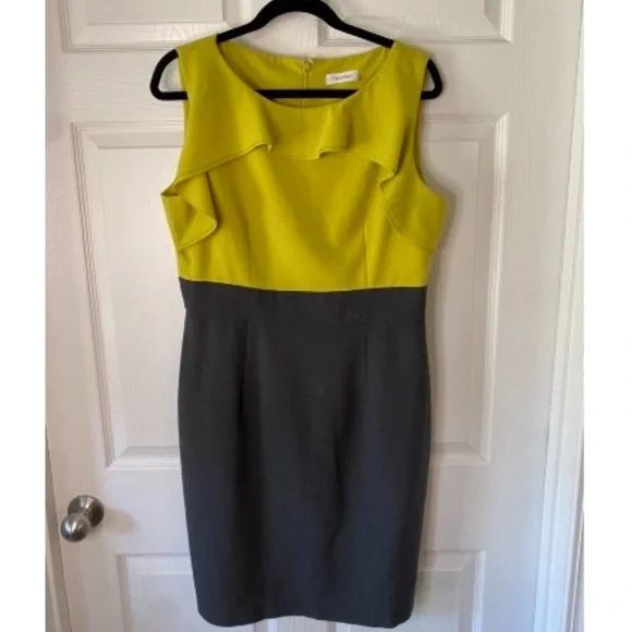calvin klein lime green dress Calvin Klein Side Lace Up Sheath Dress Womens 6 Sleeveless Green Career Formal